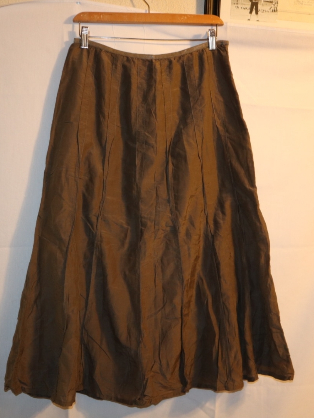 Nic + Zoe SILK A-line Pleated Skirt Women  Brown  Midi Size 10 - Picture 5 of 9